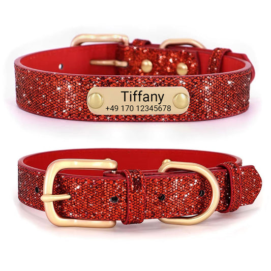 Hundehalsbånd "Tiffany" personaliseret med navn og telefon. Lasergravering er inkluderet.