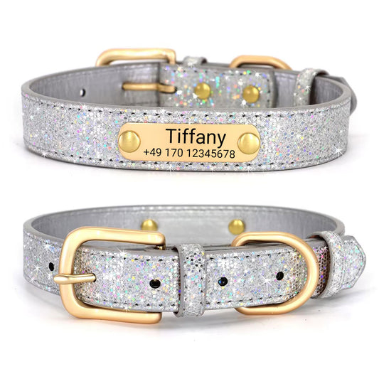 Hundehalsbånd "Tiffany" personaliseret med navn og telefon. Lasergravering er inkluderet.