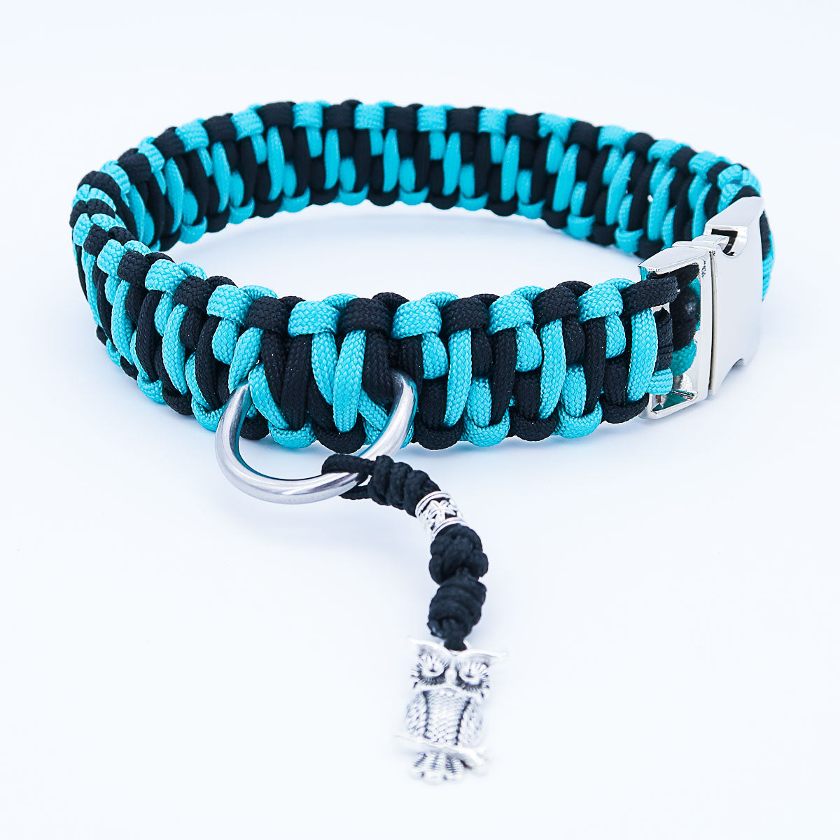 Paracord-hundehalsbånd "Auron" med indgravering af navn og telefon på spændet, tre forskellige størrelser