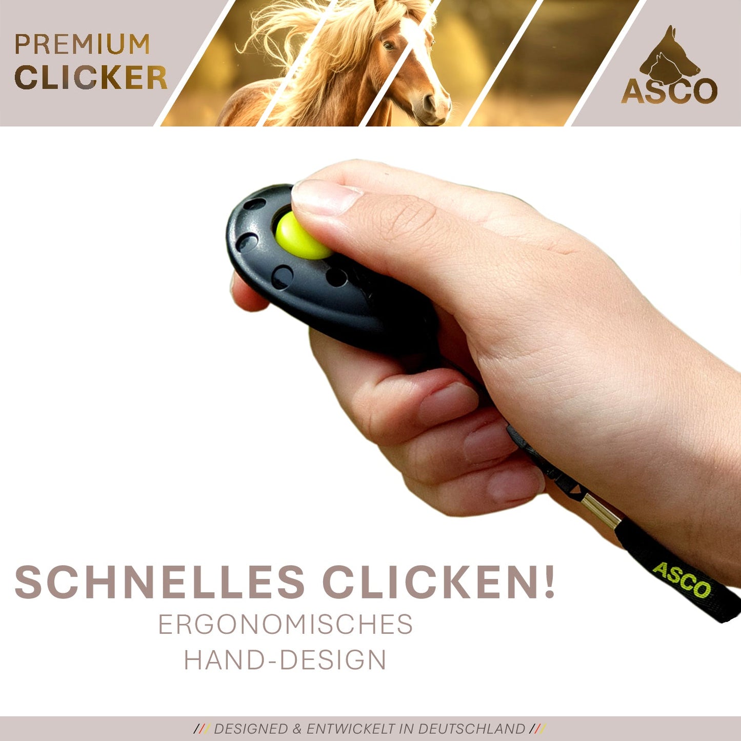 ASCO Finger Clicker - klikkertræning med premium-klikker til hunde, katte og heste