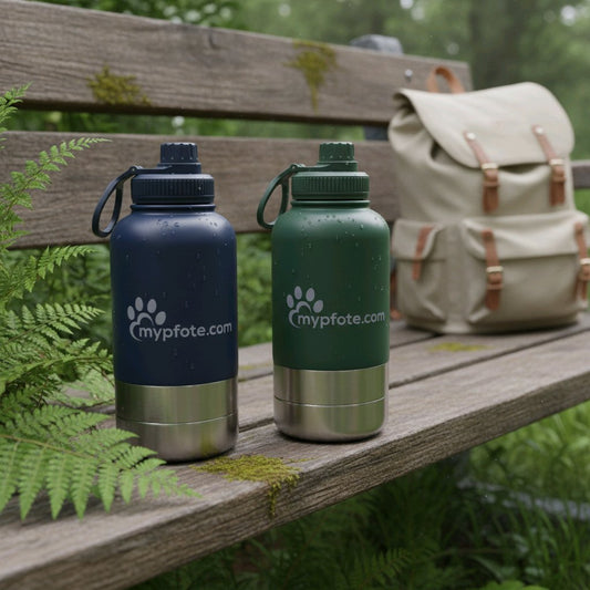 Hundevandflaske til rejsen med to skåle