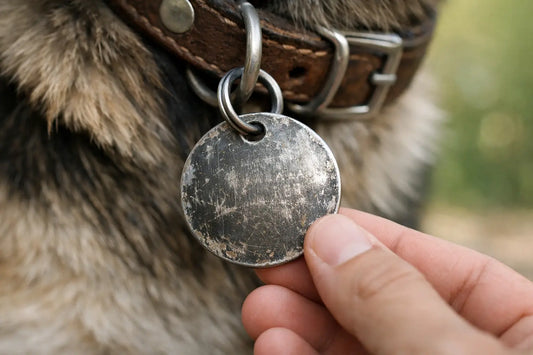 Gravur lesbar trotz Abnutzung beim Hund
