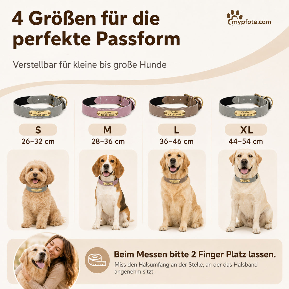 Smukt reflekterende hundehalsbånd med navn indgraveret 