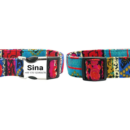 Hundehalsbånd „Sina“ – Personligt med navn & nummer | Justerbar, farverig & robust 