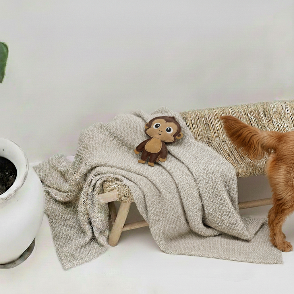 BUDDY. Hundelegetøj af læder "Abe" 