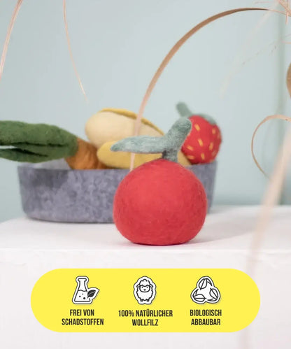 BUDDY. Hundelegetøj af uldfilt "Æble" 