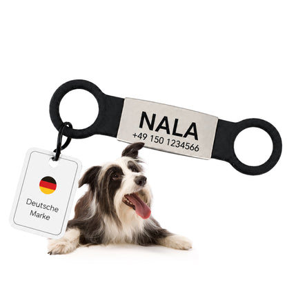 Ranglefri silikoneglider til hundetegn med tag i rustfrit stål til halsbånd inkl. GRATIS gravering