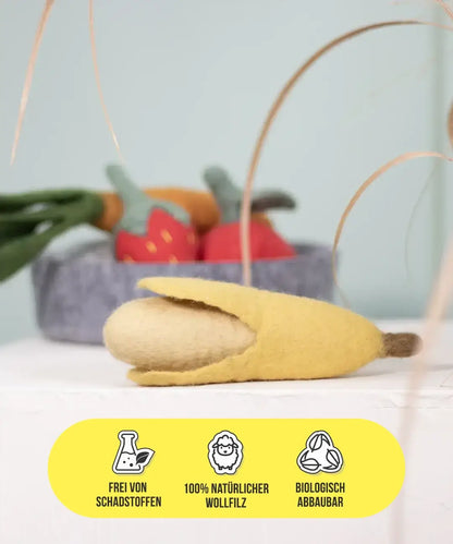 BUDDY. Hundelegetøj af uldfilt "Banan" 