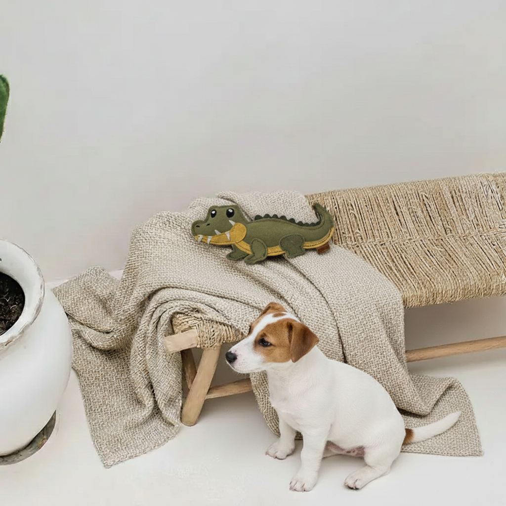 BUDDY. Hundelegetøj af læder "Krokodille" 