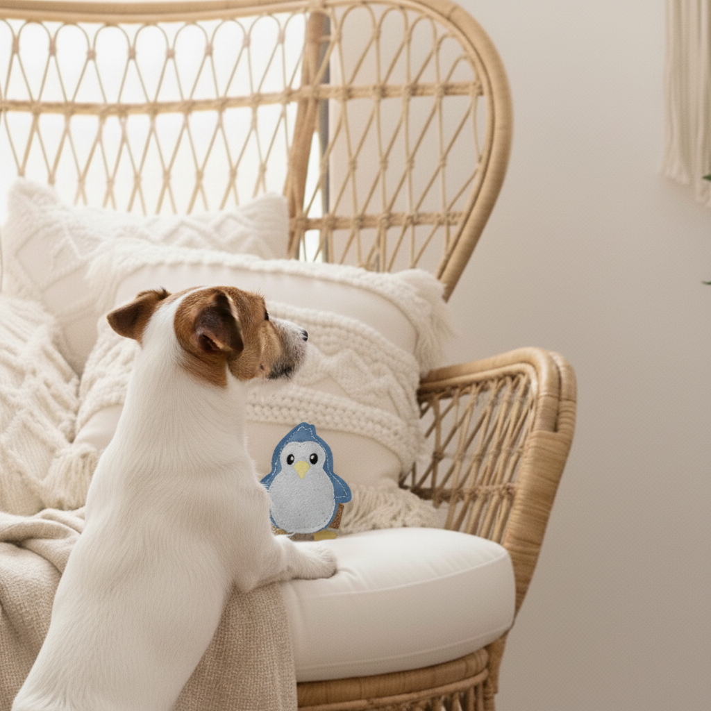 BUDDY. Hundelegetøj af læder "Lille Pingvin" 