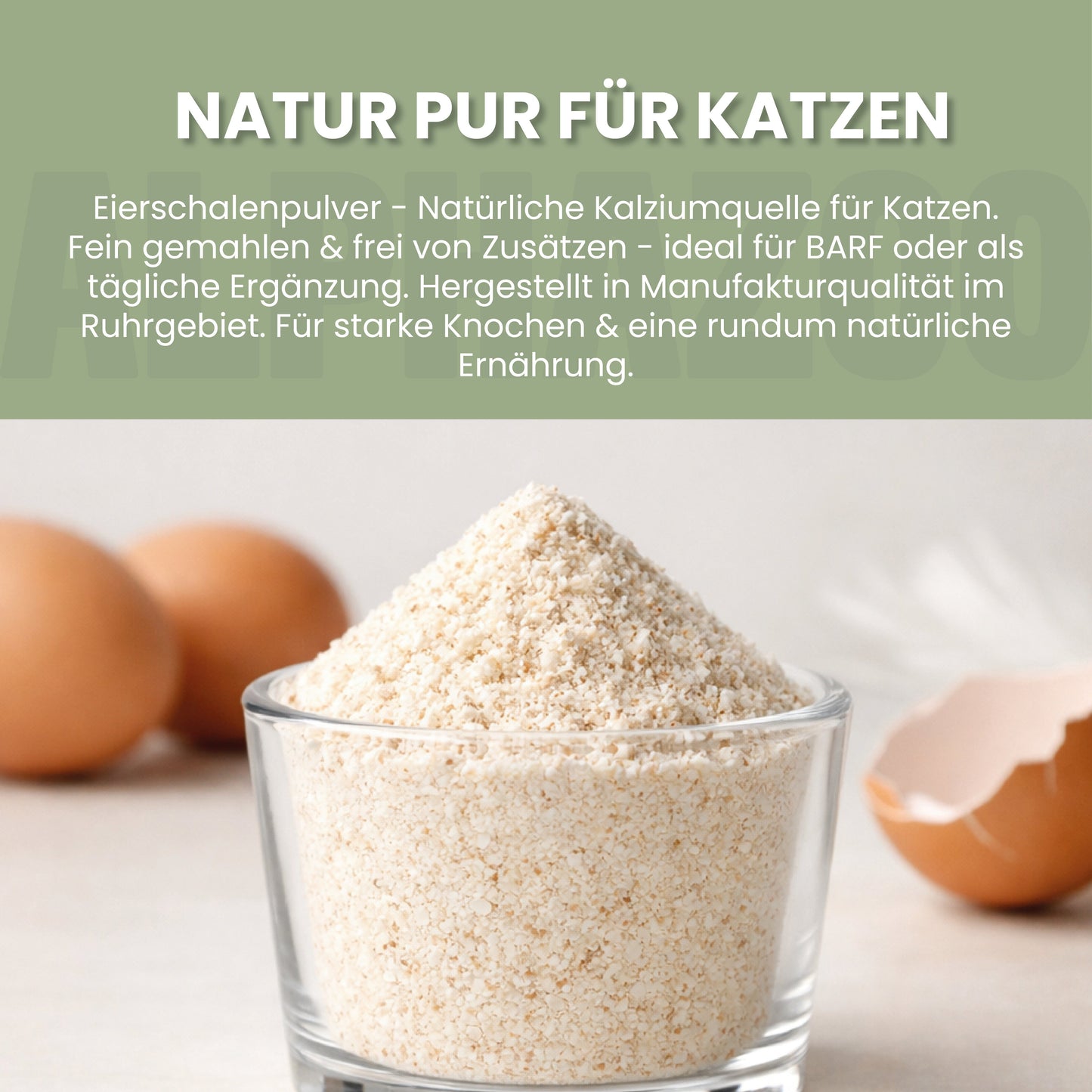 Æggeskaller i pulverform til katte
