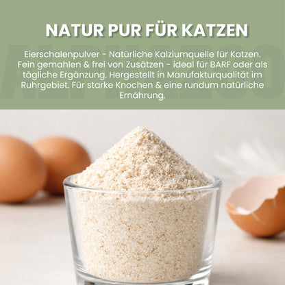 Æggeskaller i pulverform til katte