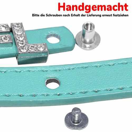 Edles Hundehalsband aus Leder personalisiert mit Glitzersteinen + Symbol